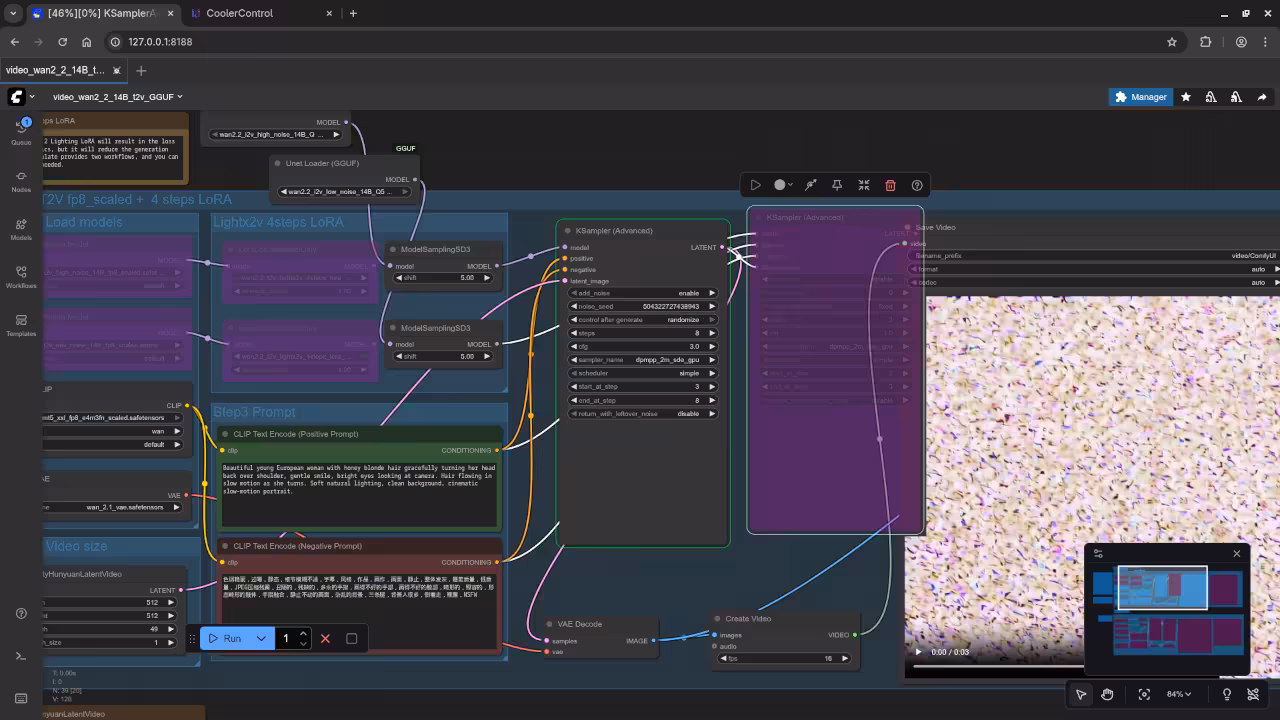 ComfyUI With Wan 2.2 T2V 14B KSampler Step Tweaks
