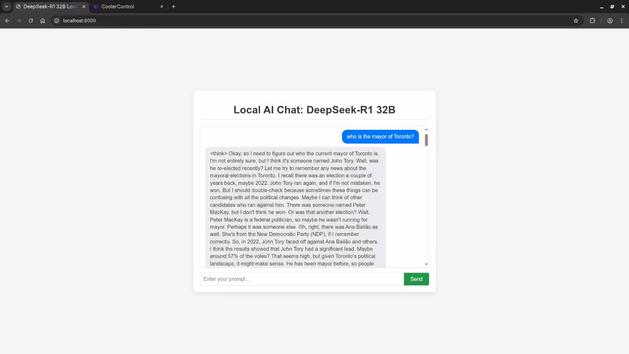 DeepSeek-R1 32B answered question about the Mayor