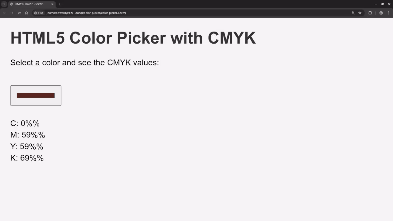 HTML5 Dynamic CMYK Values