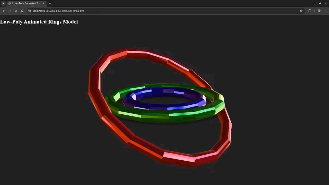 Low poly animated-rings in Web browser