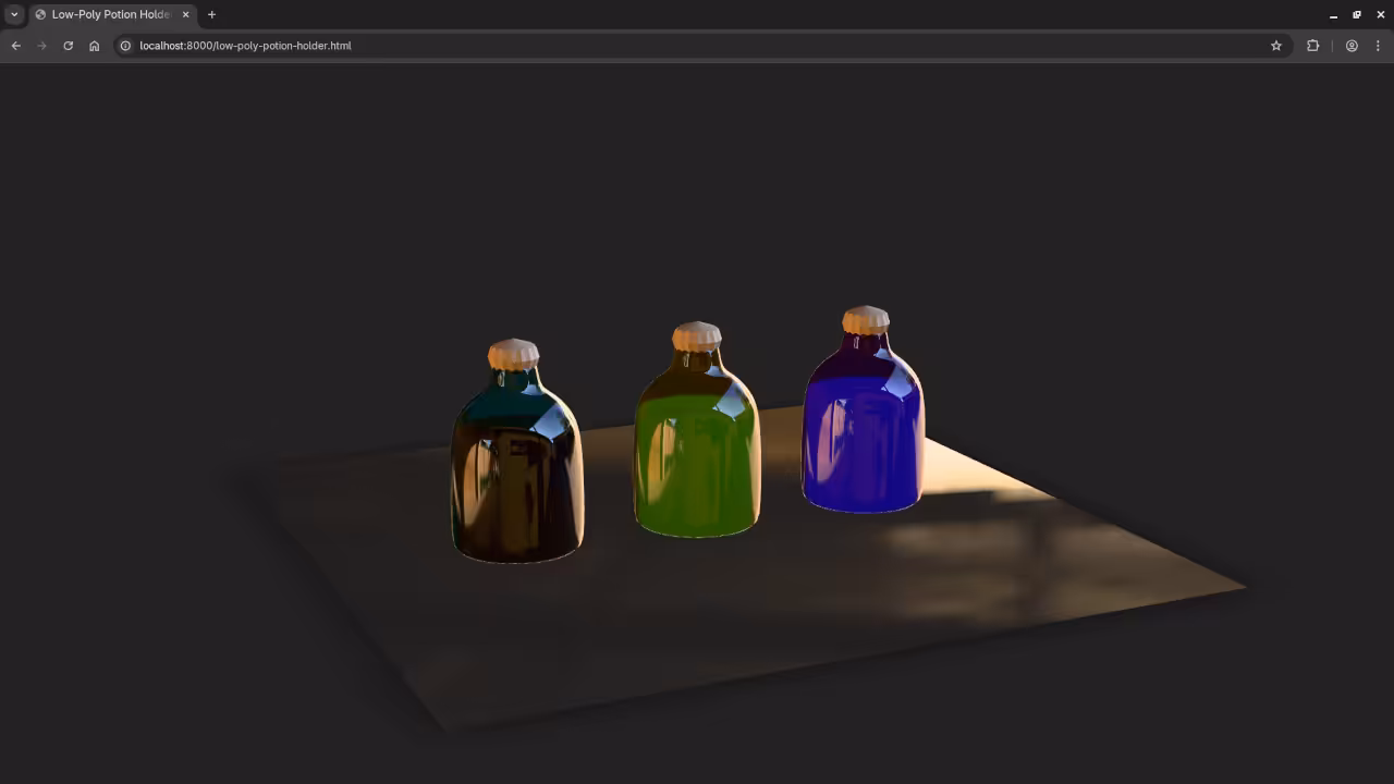 Low poly potion holder in Web browser