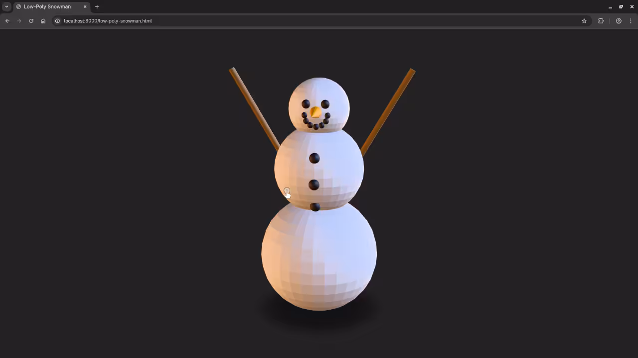Low poly snowman in Web browser