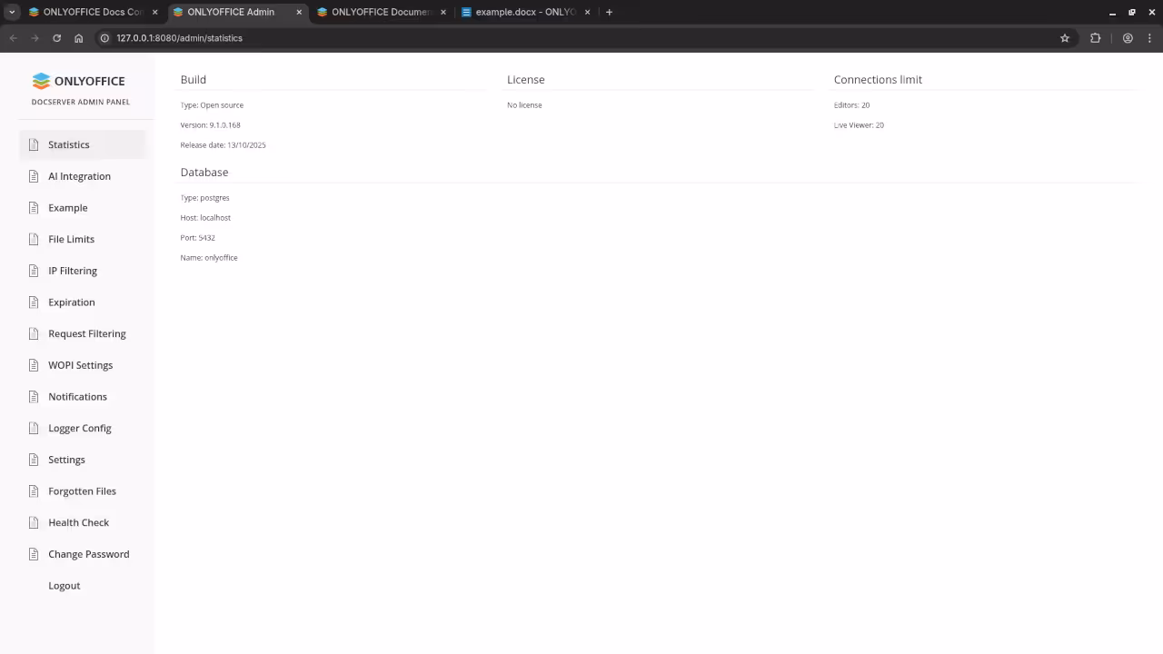 ONLYOFFICE Admin Dashboard