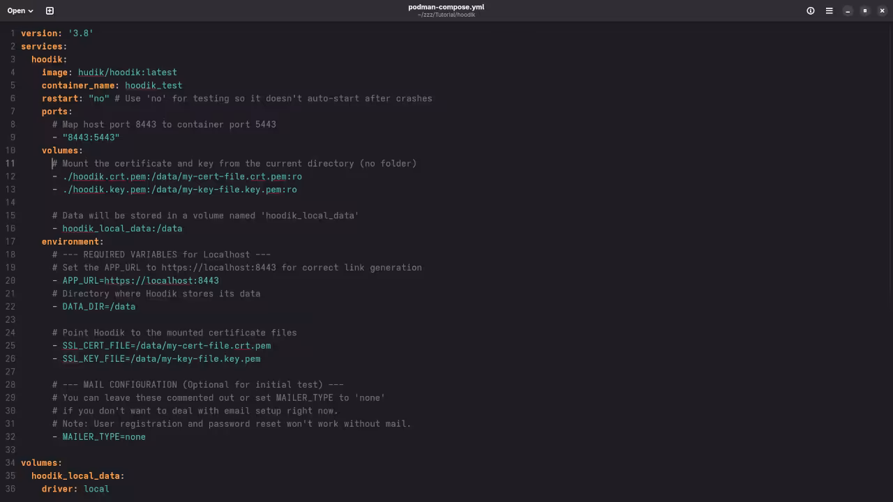Hoodik Compose YAML File