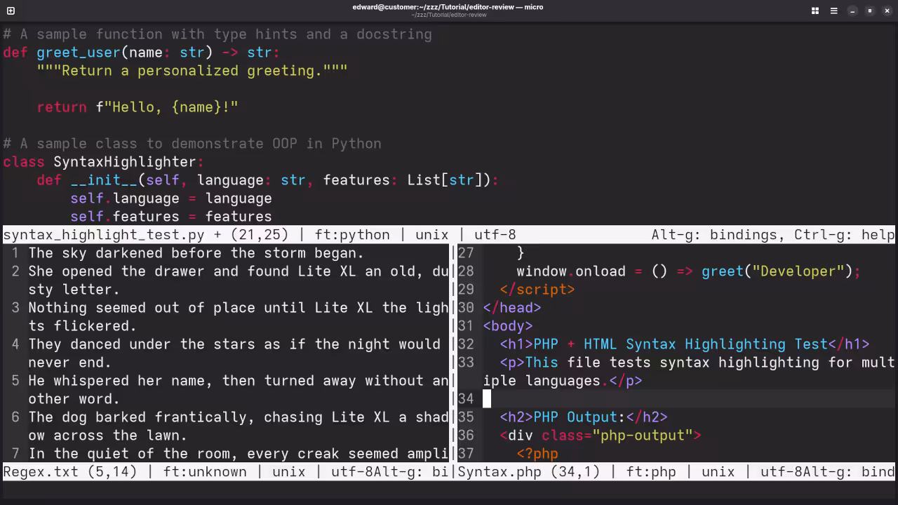 Micro PHP Syntax Highlighting