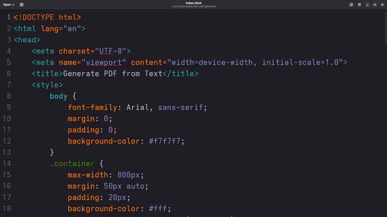 Generate PDF HTML Code