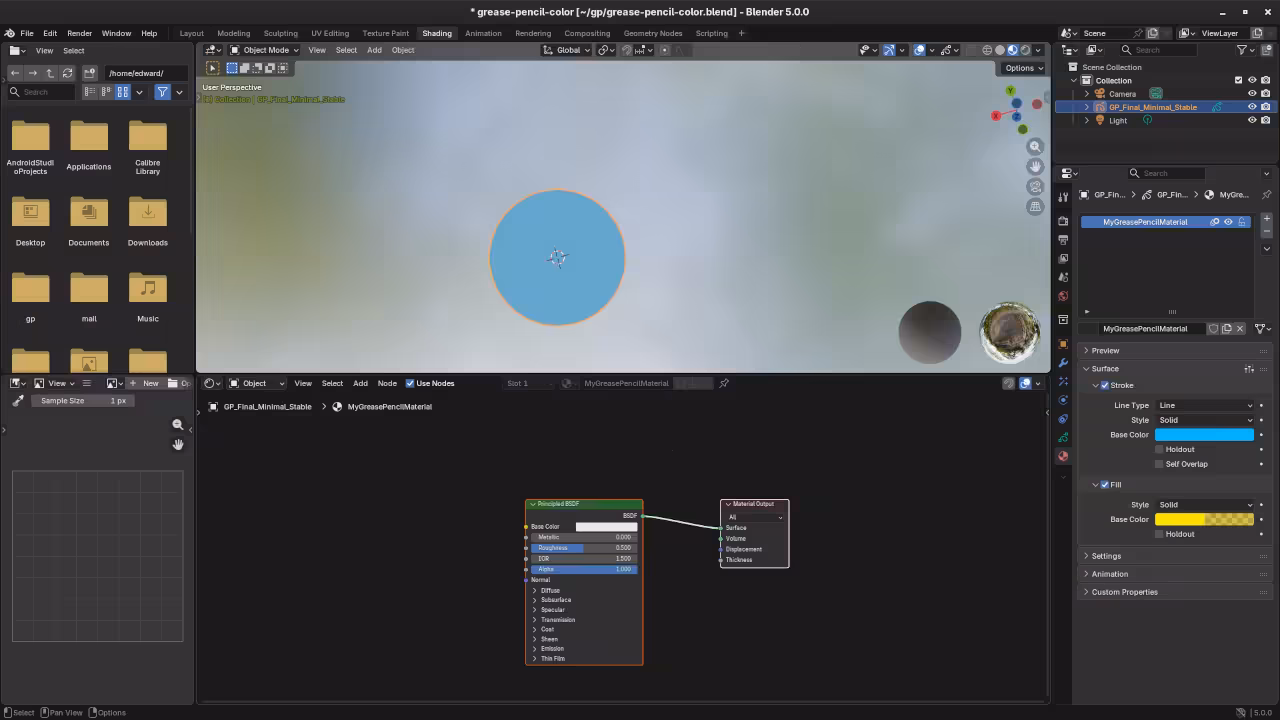 Grease Pencil Object in Blender Shading
