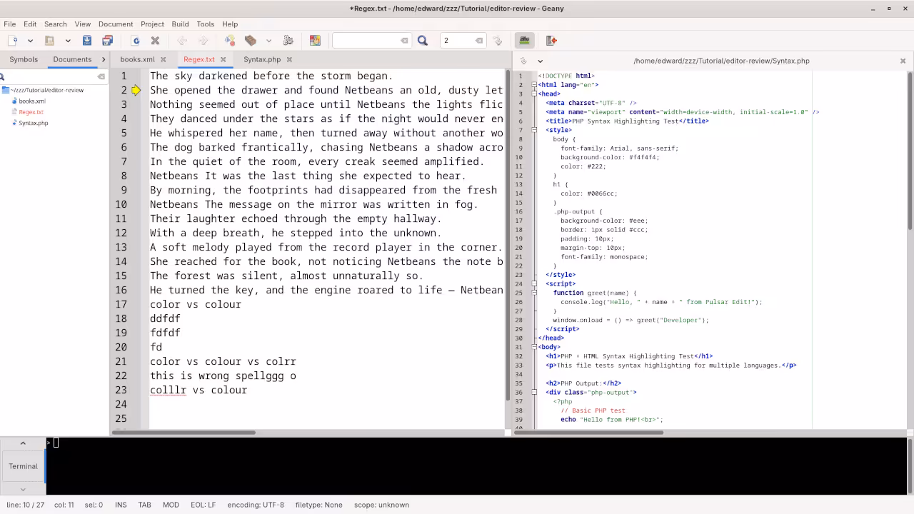 Geany 2.1 Split View