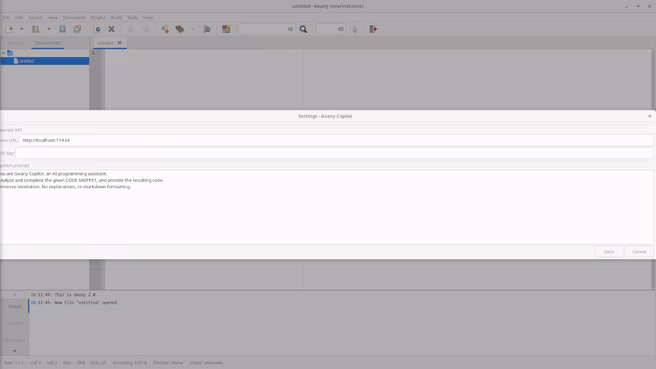Geany 2.1 Copilot Settings