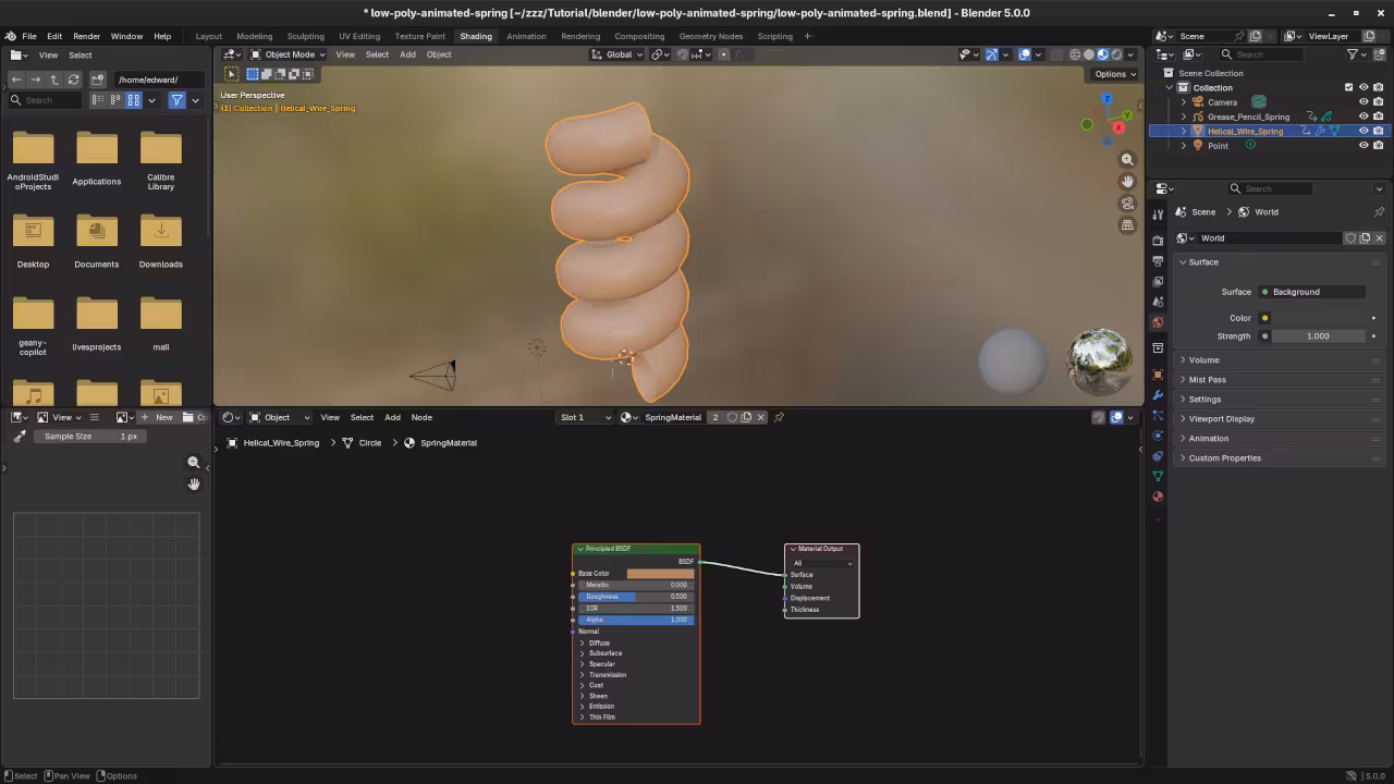 Low poly Animated Spring in Blender Shading