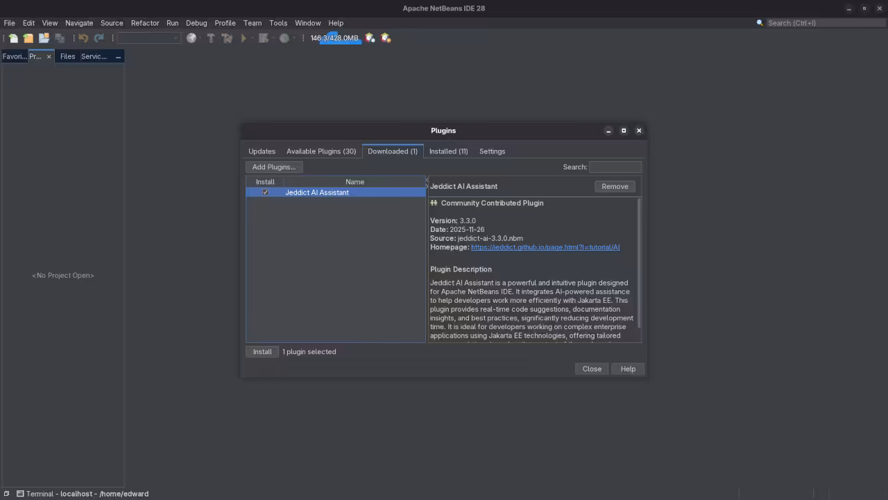 Netbeans 28 Install Jeddict AI