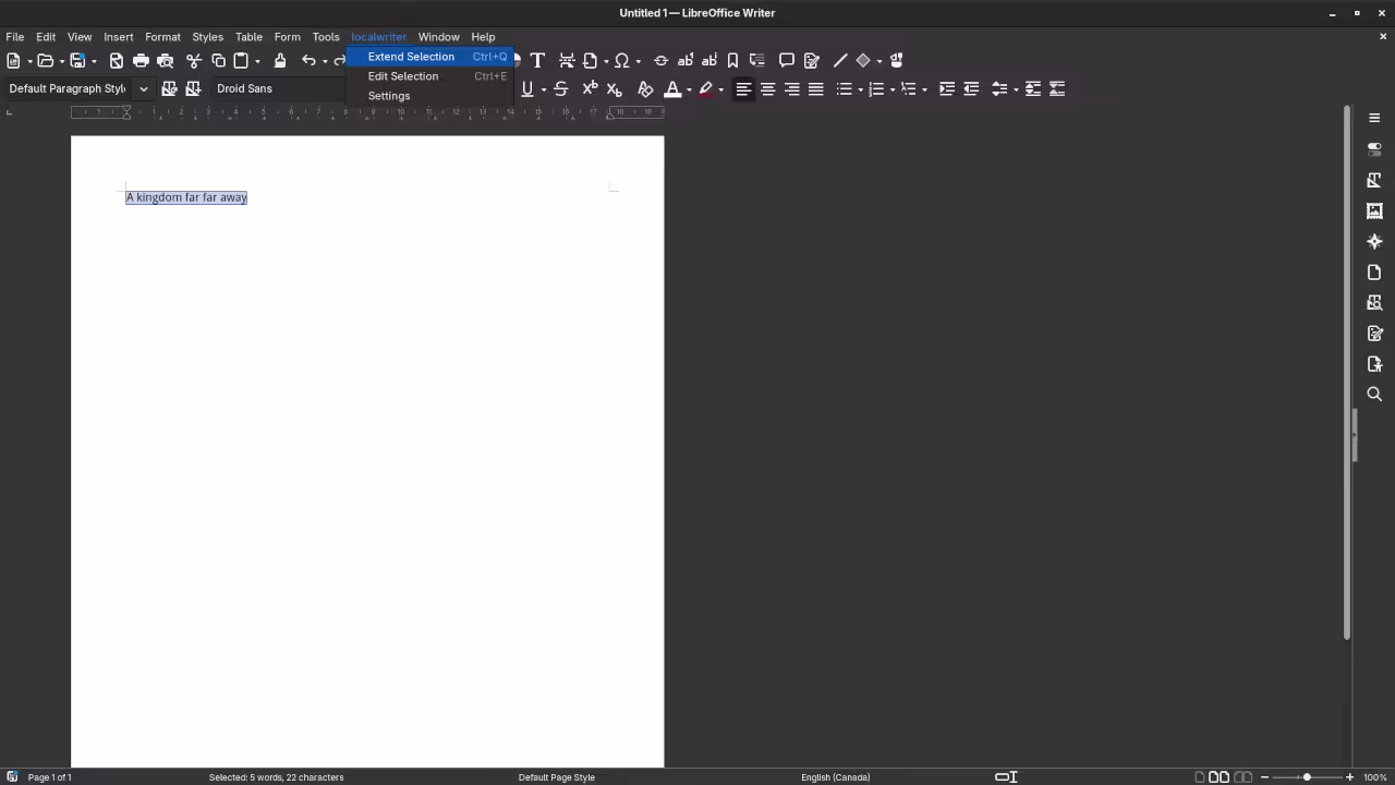 Localwriter Extend Selection