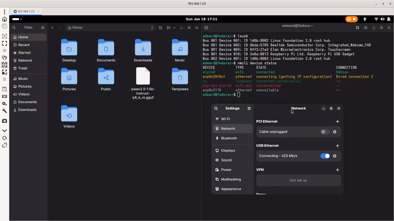 USB Ethernet Connection