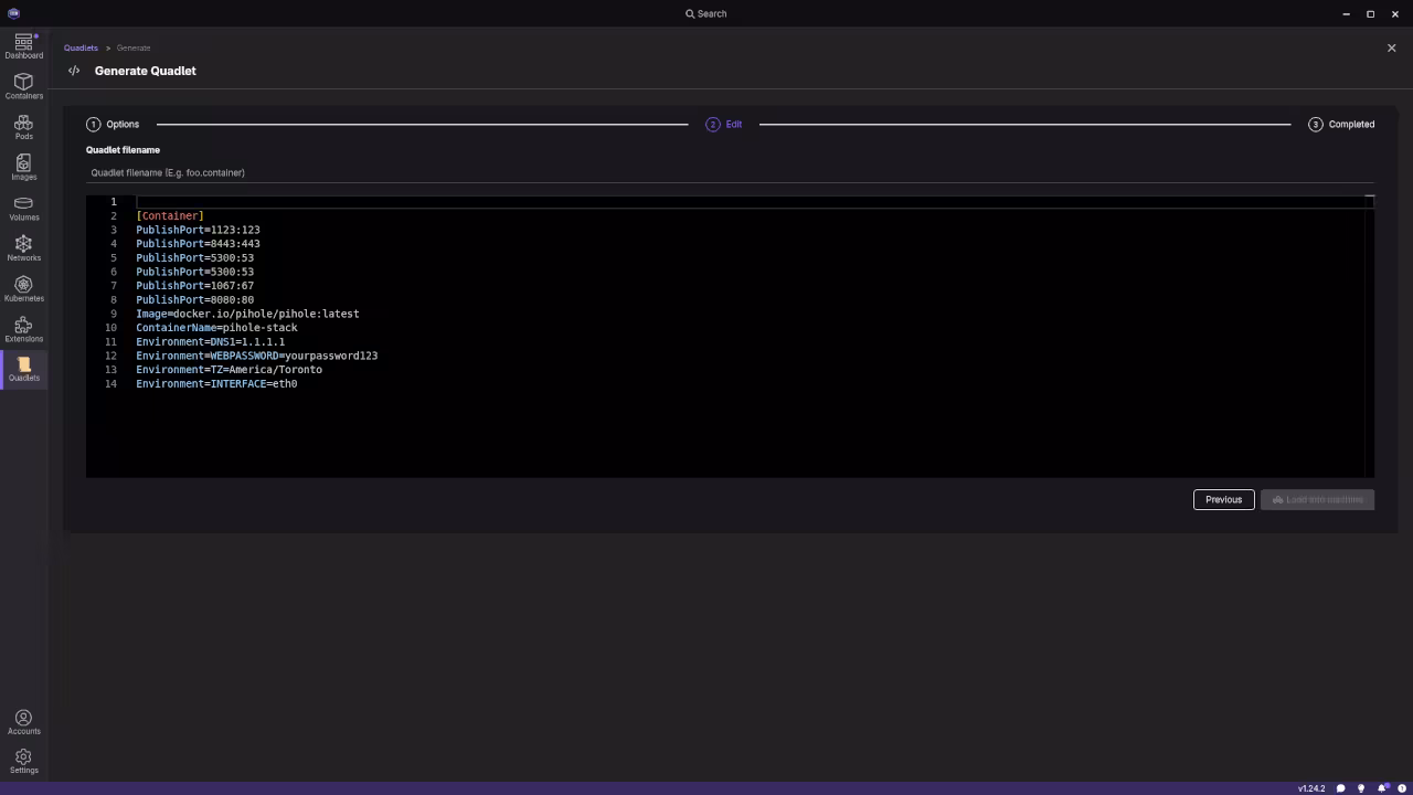 Podman Desktop Quadlet