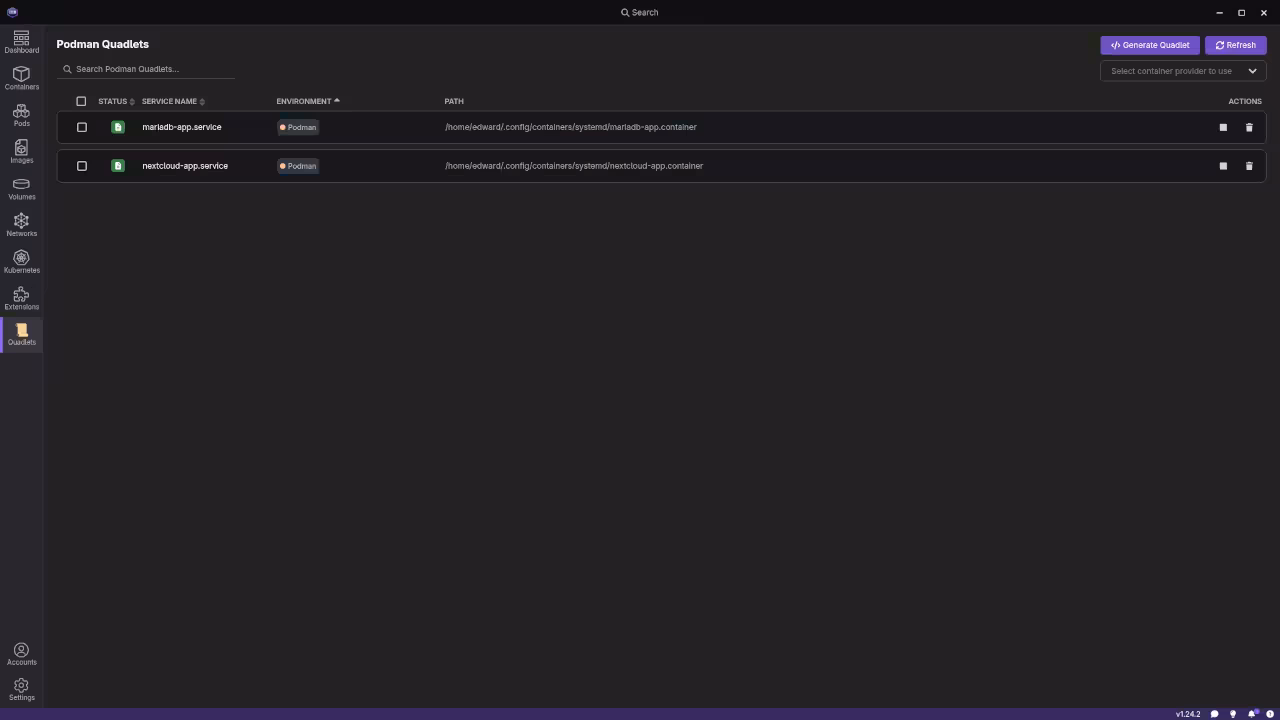 Podman Desktop Quadlets