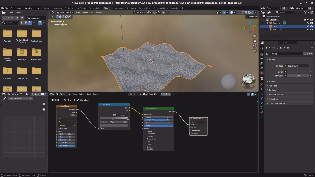 Low poly Procedural Landscape in Blender Shading