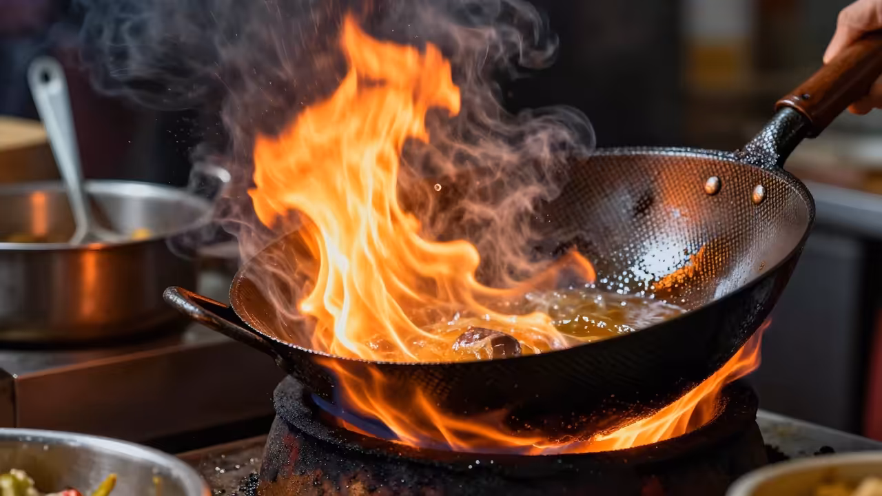 The Carbon Steel Wok Breath Flare ASMR Technical Street Cooking Guide